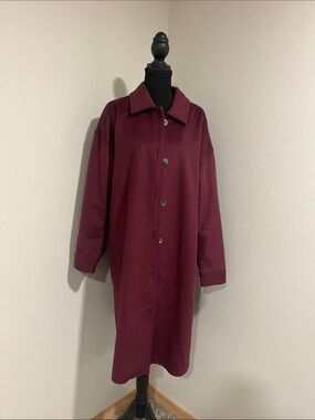 Pure Jill Women's Bayberry Purple Fleece Long Coat - XLarge